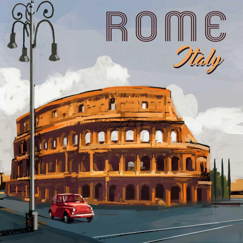 Rome Black Modern Wood Framed Art Print with Double Matting by P.S. Art Studios