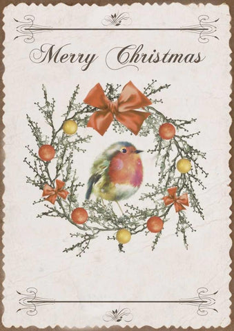 Merry Christmas Black Ornate Wood Framed Art Print with Double Matting by P.S. Art Studios