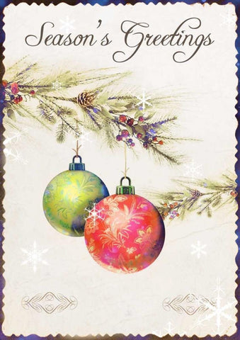 Seasons Greetings Black Ornate Wood Framed Art Print with Double Matting by P.S. Art Studios