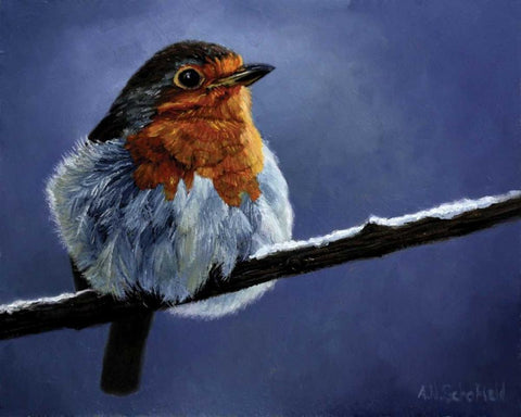 Resting Bird White Modern Wood Framed Art Print with Double Matting by P.S. Art Studios