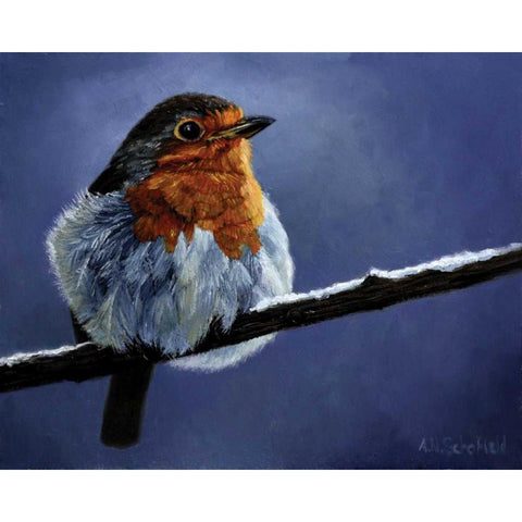 Resting Bird Black Modern Wood Framed Art Print by P.S. Art Studios