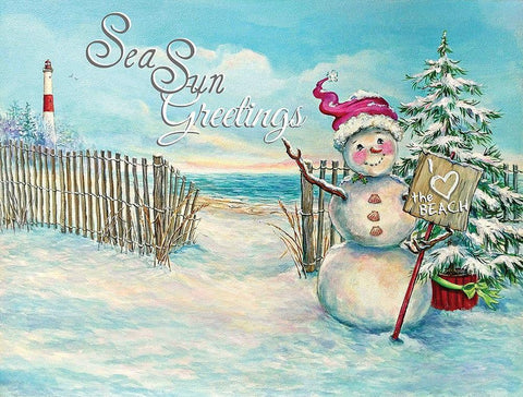 Sea Sun Greetings White Modern Wood Framed Art Print with Double Matting by P.S. Art Studios