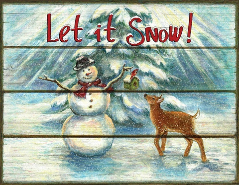 Let It Snow White Modern Wood Framed Art Print with Double Matting by P.S. Art Studios