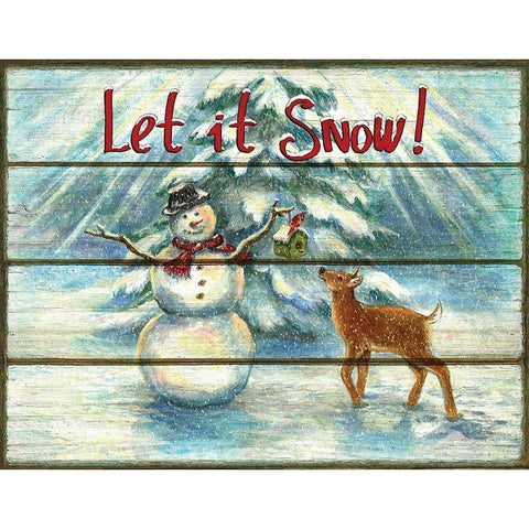 Let It Snow White Modern Wood Framed Art Print by P.S. Art Studios