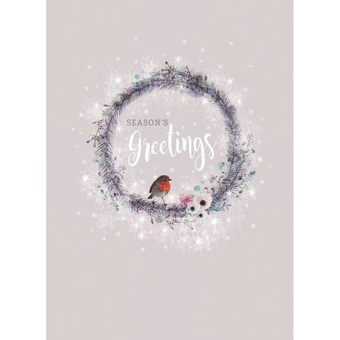 Seasons Greetings White Modern Wood Framed Art Print by P.S. Art Studios