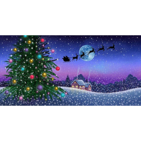 Santas Sleigh Black Modern Wood Framed Art Print by P.S. Art Studios