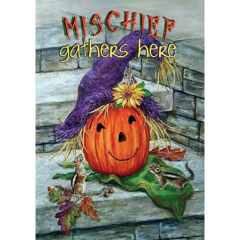 Mischief Gathers Here White Modern Wood Framed Art Print by P.S. Art Studios