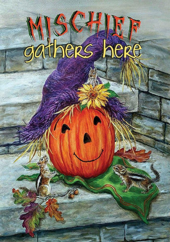 Mischief Gathers Here White Modern Wood Framed Art Print with Double Matting by P.S. Art Studios