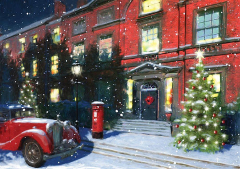 Holiday Festive Black Ornate Wood Framed Art Print with Double Matting by P.S. Art