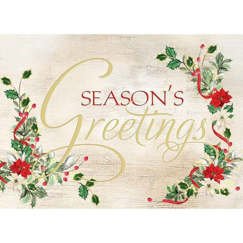 Seasons Greetings Black Modern Wood Framed Art Print with Double Matting by P.S. Art