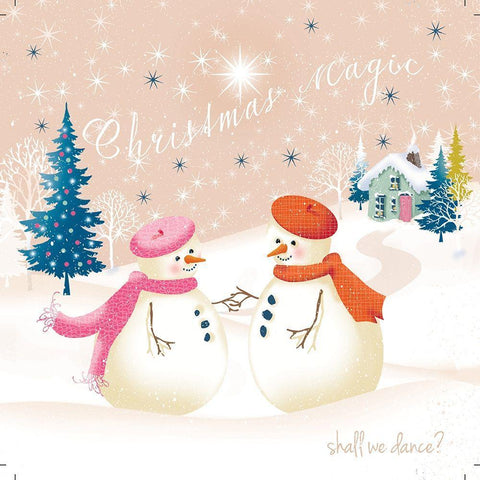 Christmas Village II White Modern Wood Framed Art Print with Double Matting by P.S. Art