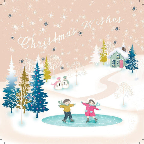 Christmas Village III White Modern Wood Framed Art Print with Double Matting by P.S. Art