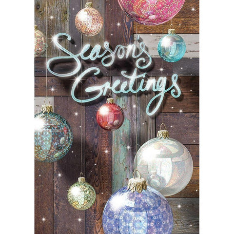 Seasons Greetings Black Modern Wood Framed Art Print with Double Matting by P.S. Art