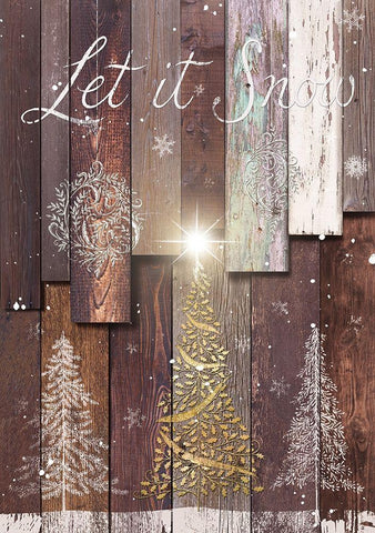 Let It Snow Black Ornate Wood Framed Art Print with Double Matting by P.S. Art