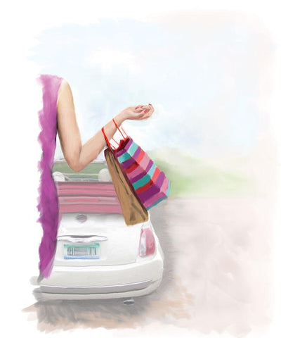 Fashion Bug White Modern Wood Framed Art Print with Double Matting by P.S. Art