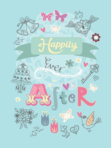 Happily Ever After White Modern Wood Framed Art Print with Double Matting by P.S. Art