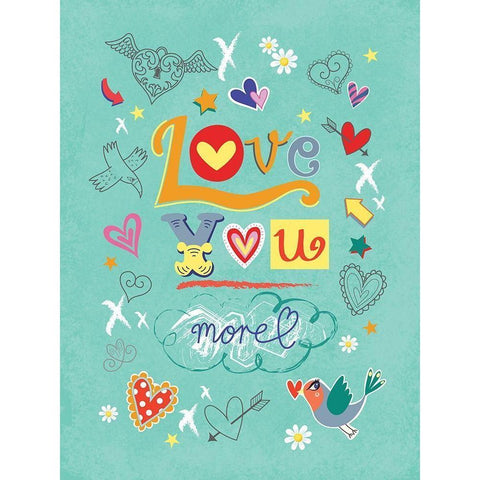 Love You More White Modern Wood Framed Art Print by P.S. Art