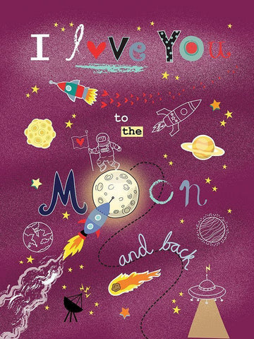 To the Moon White Modern Wood Framed Art Print with Double Matting by P.S. Art
