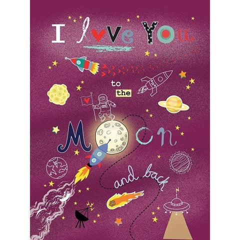 To the Moon Gold Ornate Wood Framed Art Print with Double Matting by P.S. Art