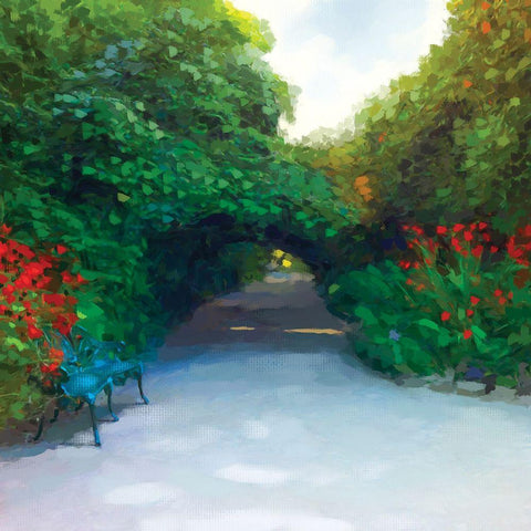 Serenity Path White Modern Wood Framed Art Print with Double Matting by P.S. Art