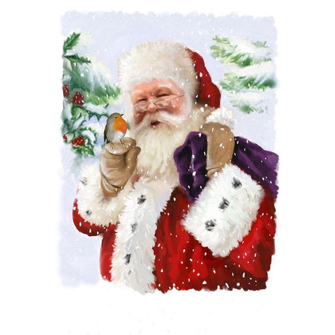 Santa and Friend Black Modern Wood Framed Art Print with Double Matting by P.S. Art