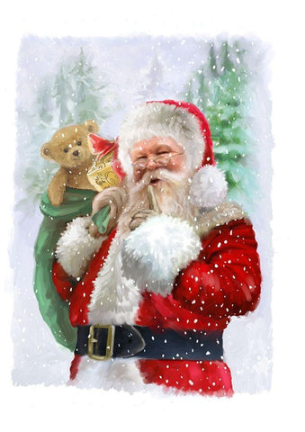 Shh Santa White Modern Wood Framed Art Print with Double Matting by P.S. Art