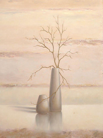 Still Life II White Modern Wood Framed Art Print with Double Matting by P.S. Art