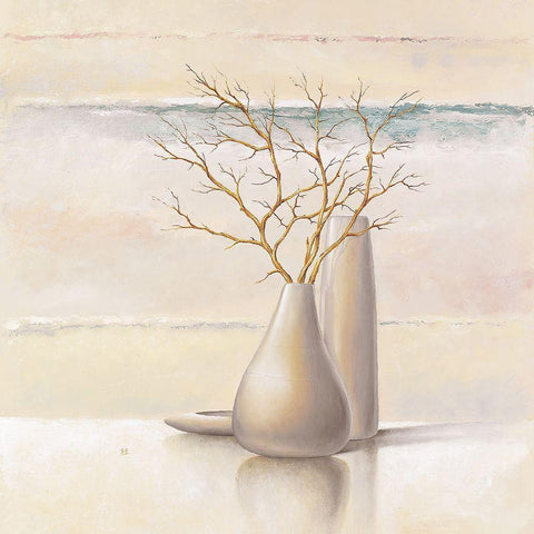 Still Life III White Modern Wood Framed Art Print by P.S. Art