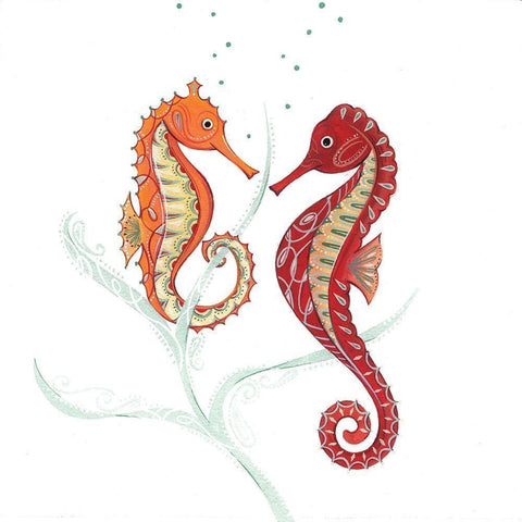 Sea Horses I Black Modern Wood Framed Art Print by P.S. Art