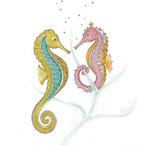 Sea Horses II Black Modern Wood Framed Art Print by P.S. Art