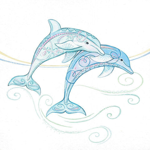 Dolphins Black Modern Wood Framed Art Print by P.S. Art