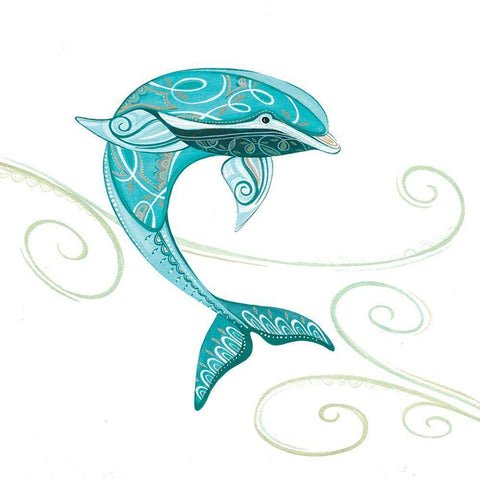 Dolphin Black Modern Wood Framed Art Print by P.S. Art