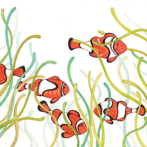 Orange Fish White Modern Wood Framed Art Print by P.S. Art