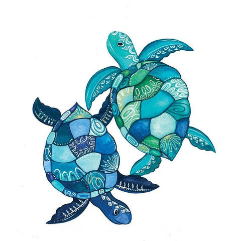 Sea Turtles Black Modern Wood Framed Art Print by P.S. Art