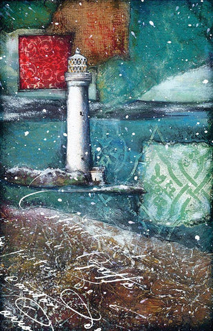 Lighthouse II White Modern Wood Framed Art Print with Double Matting by P.S. Art