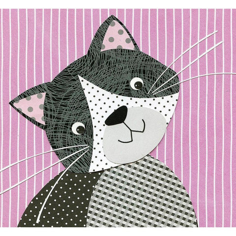 Kitten Black Modern Wood Framed Art Print with Double Matting by P.S. Art