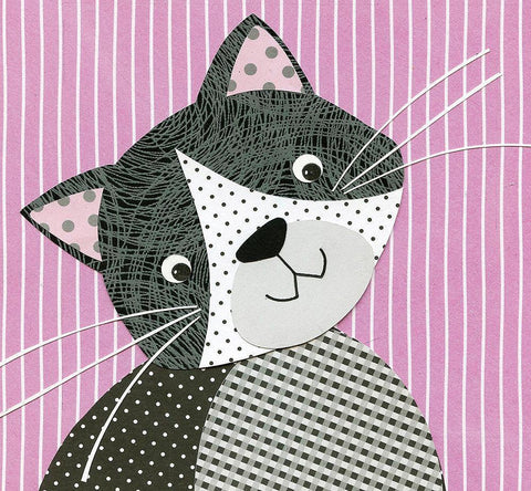 Kitten White Modern Wood Framed Art Print with Double Matting by P.S. Art