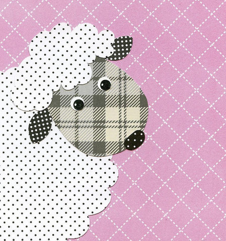 Sheep White Modern Wood Framed Art Print with Double Matting by P.S. Art