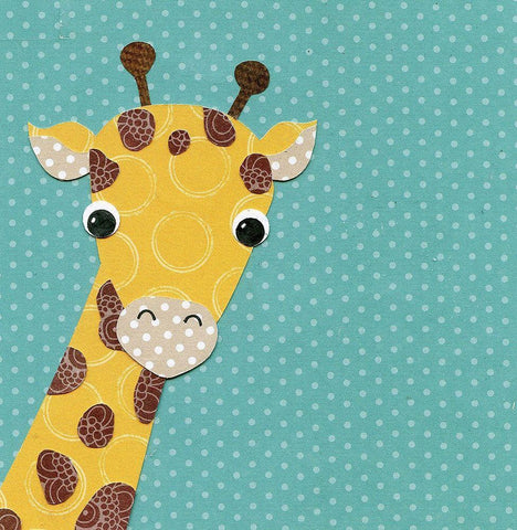 Giraffe White Modern Wood Framed Art Print with Double Matting by P.S. Art