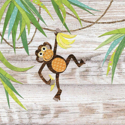 Monkey White Modern Wood Framed Art Print with Double Matting by P.S. Art