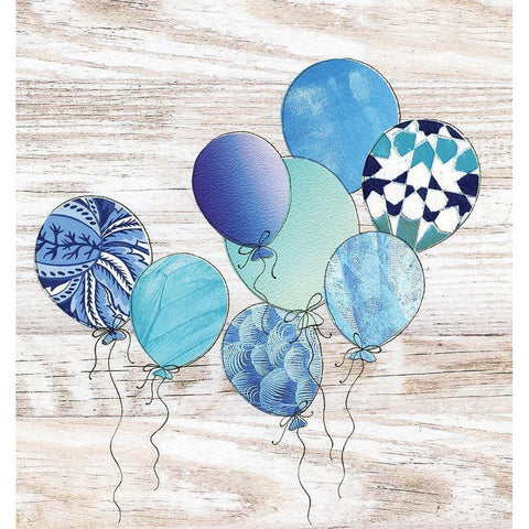 Balloons Black Modern Wood Framed Art Print with Double Matting by P.S. Art