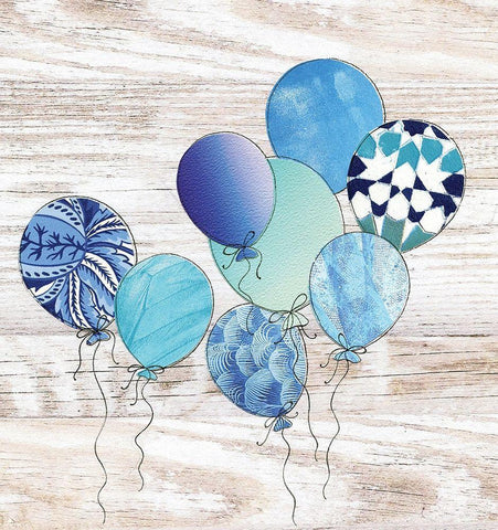 Balloons White Modern Wood Framed Art Print with Double Matting by P.S. Art