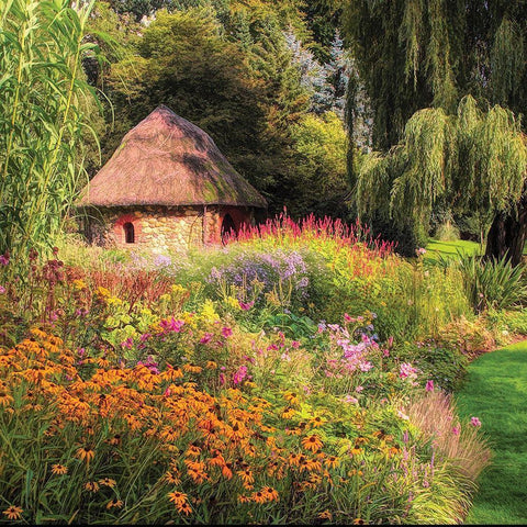 Garden Black Ornate Wood Framed Art Print with Double Matting by P.S. Art