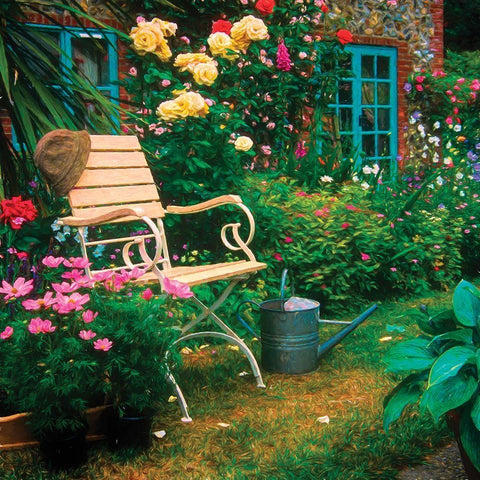 Garden III Black Ornate Wood Framed Art Print with Double Matting by P.S. Art