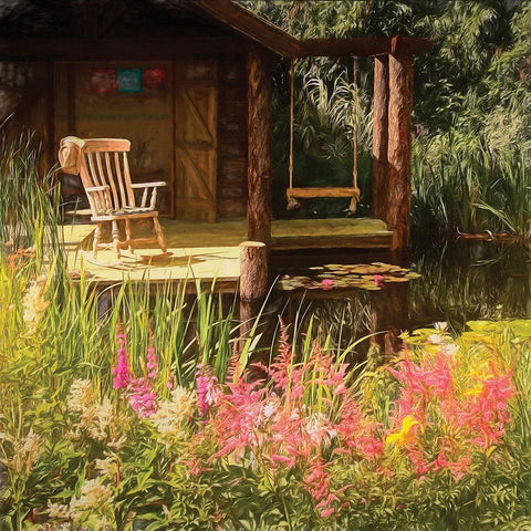 Garden IV White Modern Wood Framed Art Print with Double Matting by P.S. Art