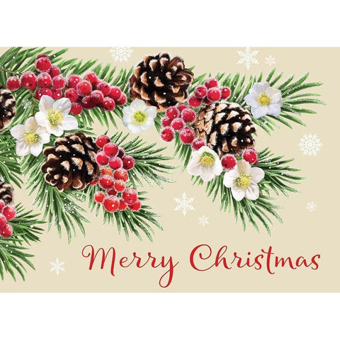 Merry Christmas Gold Ornate Wood Framed Art Print with Double Matting by P.S. Art