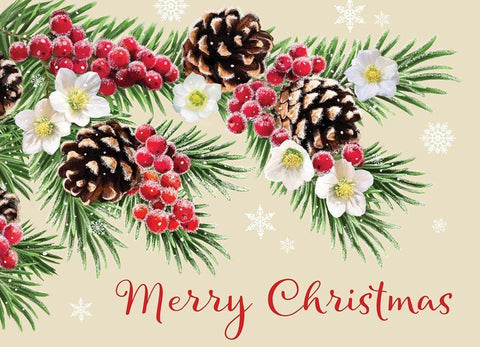 Merry Christmas Black Ornate Wood Framed Art Print with Double Matting by P.S. Art