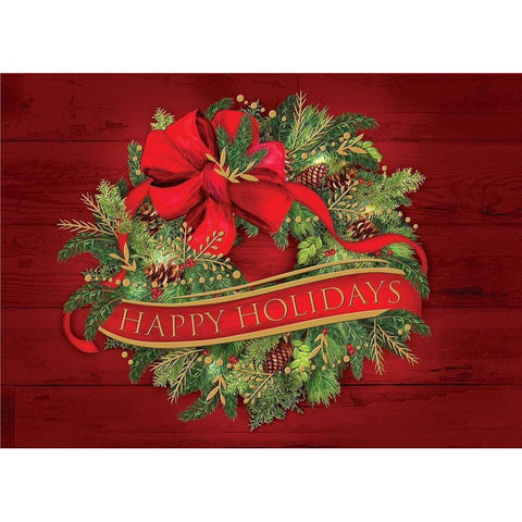 Christmas Wreath White Modern Wood Framed Art Print by P.S. Art