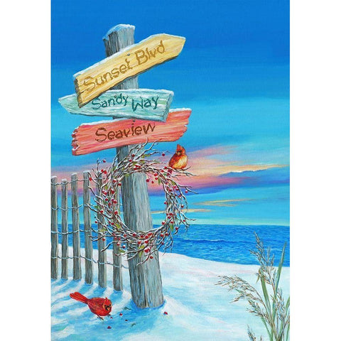 Beach Directions White Modern Wood Framed Art Print by P.S. Art
