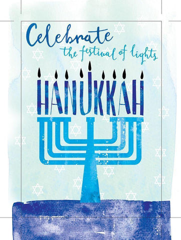 Hanukkah Black Ornate Wood Framed Art Print with Double Matting by P.S. Art